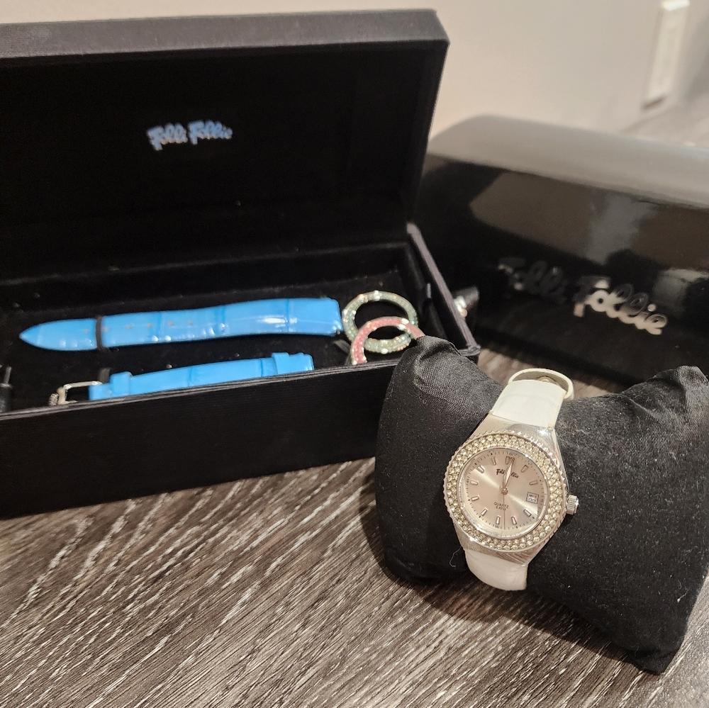 Folli Follie Mix and Match Leather Bedazzled Watch Set